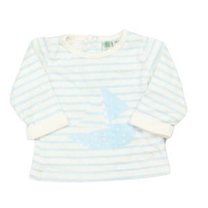 Bouchara Boys White | Blue Stripe Long Sleeve Shirt size: 3 Months